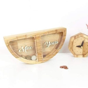 Personalized Couple's Gift Coin Box, Custom gift piggy bank , Double piggy bank for couple, newlyweds piggy bank, Unique Home decoration