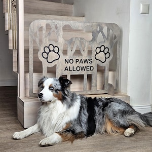 Freestanding Wooden Dog Gate – Custom Indoor Pet Barrier for Stairs, Hallways & Doorways | No Drill Puppy Blocker Fence Decor, Modern