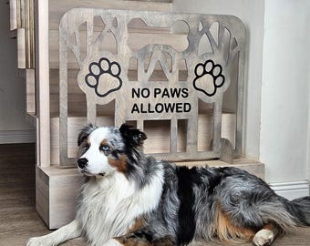 Freestanding Wooden Dog Gate – Custom Indoor Pet Barrier for Stairs, Hallways & Doorways | No Drill Puppy Blocker Fence Decor, Modern