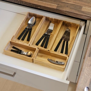 Wooden Drawer Inserts Modular, Natural Wood Kitchen Desk Drawers Insert, Organizing Boxes For Dining Room, Cutlery And Storage Tools Tray