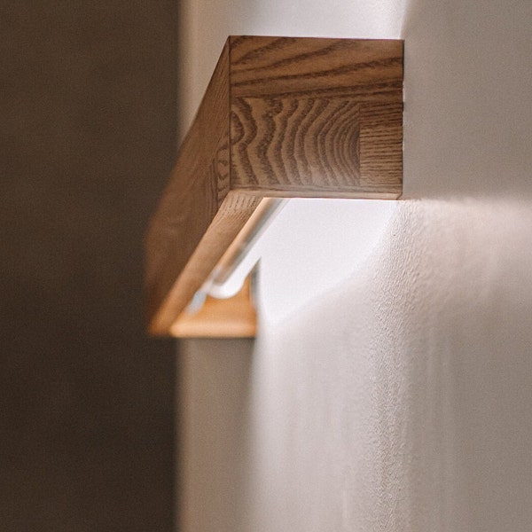 Wooden Wall Light with LED, Warm Evening Light, Style your Wall, Cozy Light in Your Room, Beautiful Wooden Design, unique wood lamp