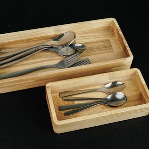 Scatola per accessori da cucina, scatola per cucchiai e forchette, scatole per organizzare la cucina in legno, scatole ecologiche in legno naturale per utensili da cucina, regalo OCD