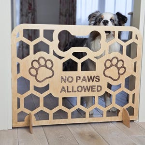 Custom Wooden Dog Gate for Stairs – Freestanding Pet Gate Barrier, Dog Stopper for Stairway, Puppy Stair Blocker Fence, Pet Gates & Fences
