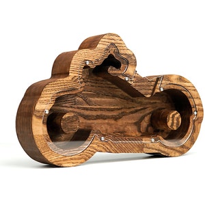 Spaarpot motorreis, natuurlijk hout gepersonaliseerde geldbesparende doos, cadeau voor volwassenen en kinderen, 2 maten 3 kleuren spaarvarken voor op reis
