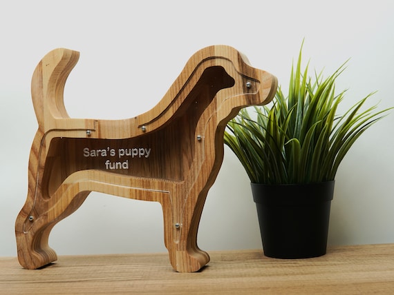 Tirelire de chien de bois naturel cadeau unique damoureux - Etsy France