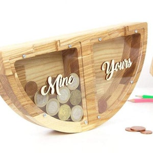 Personalized Couple's Gift Coin Box, Custom gift piggy bank , Double piggy bank for couple, newlyweds piggy bank, Unique Home decoration