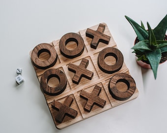 Gioco da tavolo in legno Tic Tac Toe, Tris e croci, Gioco da tavolo Xs And Os, Gioco per famiglie, Gioco in legno Gioca con gli amici, Testo personalizzato personalizzato