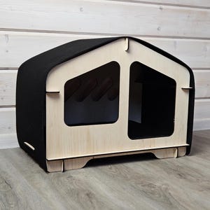 Modern Dog Crate Furniture | Wooden Indoor Pet House | Stylish Dog Bed | Small Dog House | Cat House with Cushion | Dog Kennel Alternative