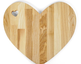 Heart Cutting Board for Valentine's Gift, Personalized Present for Wife, Custom Wooden Serving Tray for Couple, Romantic Kitchen Decor