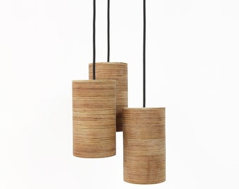 Ceiling Lights, Set of 3 Pendant Lights, Wood Lamps, Wooden Lamp, Hanging Lamp, Pendant Lighting, Rustic Home Decor