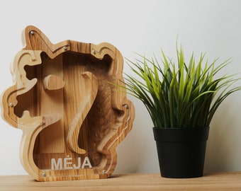 Regalo salvadanaio unicorno per ragazza, scatola portamonete per bambini in legno di frassino naturale, regalo personalizzato per bambini e asili nido, decorazione della stanza dei bambini