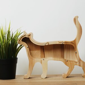 Naturholz Katzenpaar Skulptur - Minimalistische 2D Wanddekoration Für Wohnzimmer & Büro