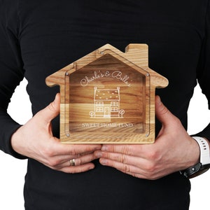 Small Piggy Bank House, Personalized house piggy bank, Wood Piggy bank house shape, Room decoration wooden house, Unique gift small house
