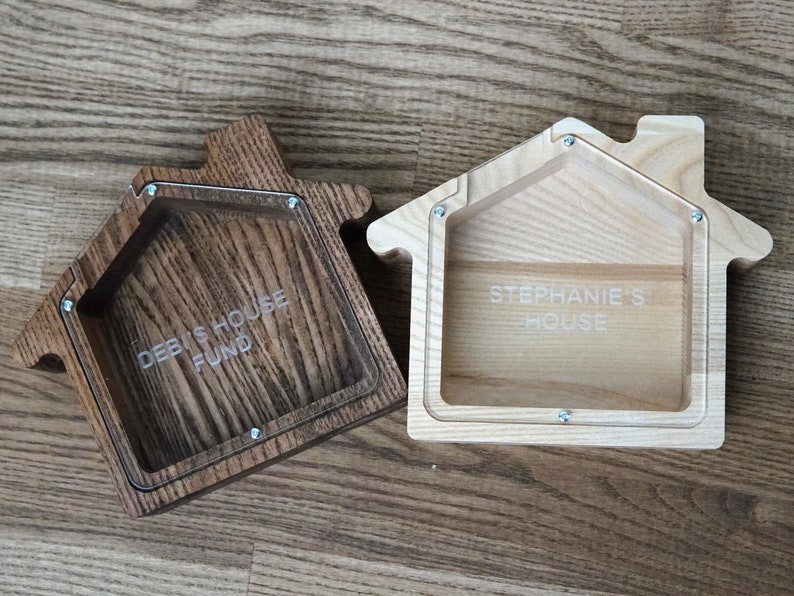 Small Piggy Bank House Personalized House Piggy Bank Wood Etsy