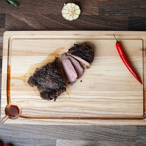 Wooden Ashwood Cutting Board With Juice Groove, Unique High Quality Chopping Board For Meat, Vegetables, Fruits, Food & Snacks Serving Tray