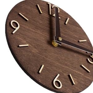 Unique Round Wooden Wall Clock, Circle Clock For Wall, Father&#39;s day gift wall decoration, room decoration clock, Natural wood silent clock