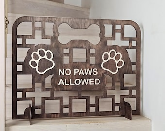 Modern Wooden Dog Stair Stopper, Handcrafted Pet Stair Barrier, Free Standing Dog Gate with Custom Fit, Stair Blocker for Dogs Indoors