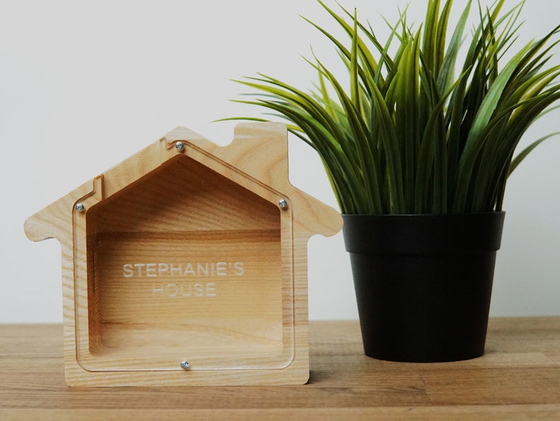 Small Piggy Bank House Personalized House Piggy Bank Wood Etsy