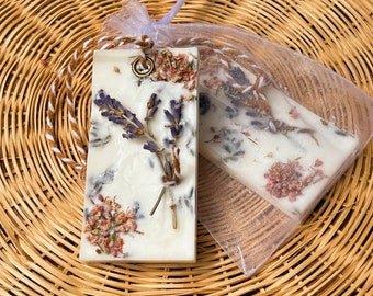 Lavender Soy Wax Tablet Freshener for Room Bathroom Closet | Unique Favors in Organza Bag, Naturally Scented Sachet, Eco-Friendly Gift Idea