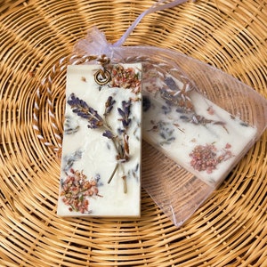 Lavender Soy Wax Tablet Freshener for Room Bathroom Closet | Unique Favors in Organza Bag, Naturally Scented Sachet, Eco-Friendly Gift Idea