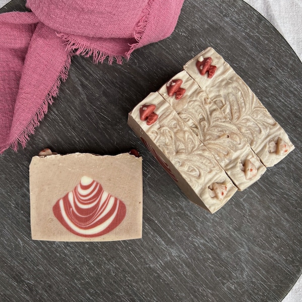 Magic Mushroom Soap with Shea Butter & Red Moroccan Clay, Vegan Self Care, Detoxifying Nourishing Artisan Bar, Zero Waste Natural Skin Care