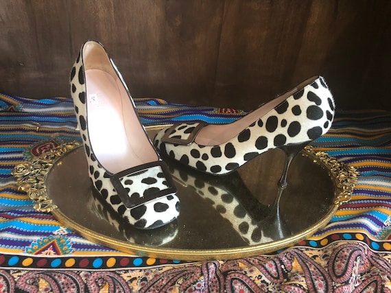 Céline Vintage Cowhide Fur Shoes | 1970s Heels | B
