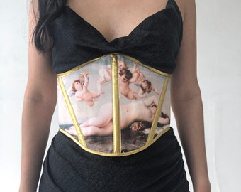 Handmade Underbust Corset Belt • The Birth of Venus • Bustier Accessory • Renaissance Painting