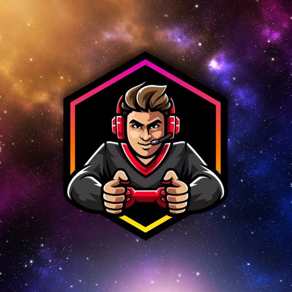 Cartoon Gamer Boy Digitial Logo, Perfect for Twitch Streaming or Profile Picture