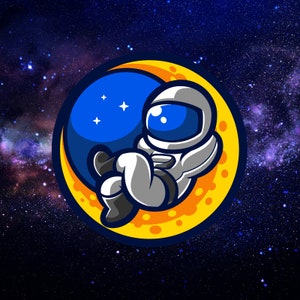 Cartoon Astronaut with Moon Digitial Logo, Perfect for Twitch Streaming or Profile Picture