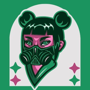 Apocalyptic Girl with Mask Floating Digitial Logo, Perfect for Twitch Streaming or Profile Picture
