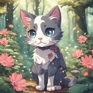 Sakura Cat Digitial Logo, Perfect for Twitch Streaming or Profile Picture