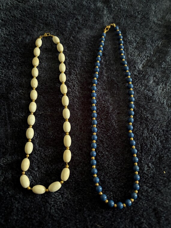 Monet Beaded Necklace Set: Blue and White - image 1
