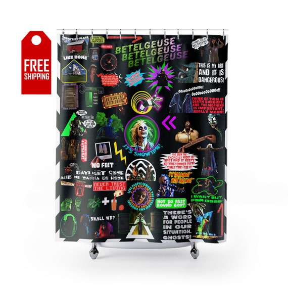 Beetlejuice Shower Curtain Horror Movie Bath Curtain Etsy