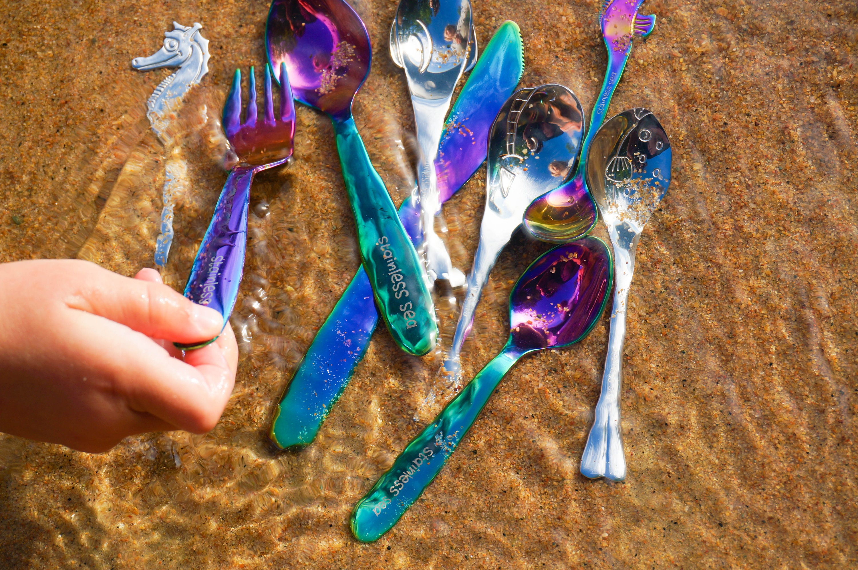 Kids Stainless Steel Ocean Spoon Set Silver Etsy