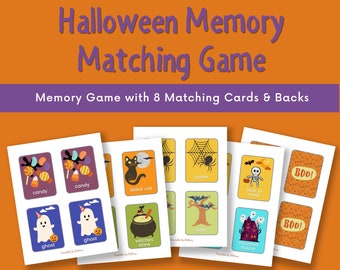 Jeu d'association de mémoire d'Halloween pour enfants | Activité imprimable amusante pour l'automne | Téléchargement instantané