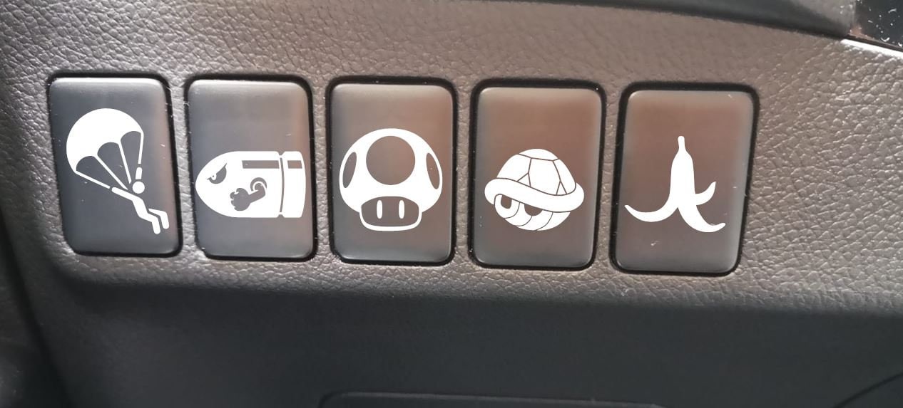 Set of 5 Blank Car Buttons Decal Stickers Dash Button Etsy