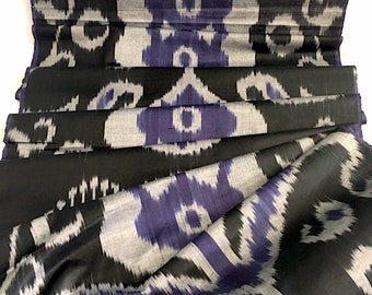 Handwoven Cotton Silk Ikat Fabric, Uzbek Designer Fabric