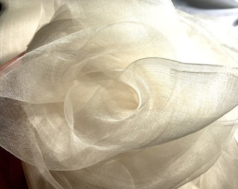 Natural Silk Organza, Soft Light-Weight Theatrical Organza Gauze, Soft rarefied scrim organza, 36 inch wide, Un-dyed, netting,  Raw Silk