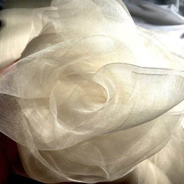 Organza de soie naturelle, gaze d'organza théâtrale douce et légère, organza de canevas raréfié doux, 29 pouces de large, non teint, filet, soie brute