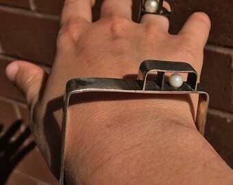 OOAK Painter’s Pearl & Silver Ring and Bracelet Set