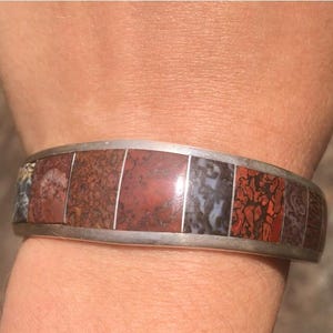 1st Gem Grade Dinosaur Bone Inlay Sterling Cuff