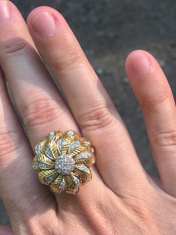 1950s Golden Chrysanthemum Diamond Ring from the … - image 6