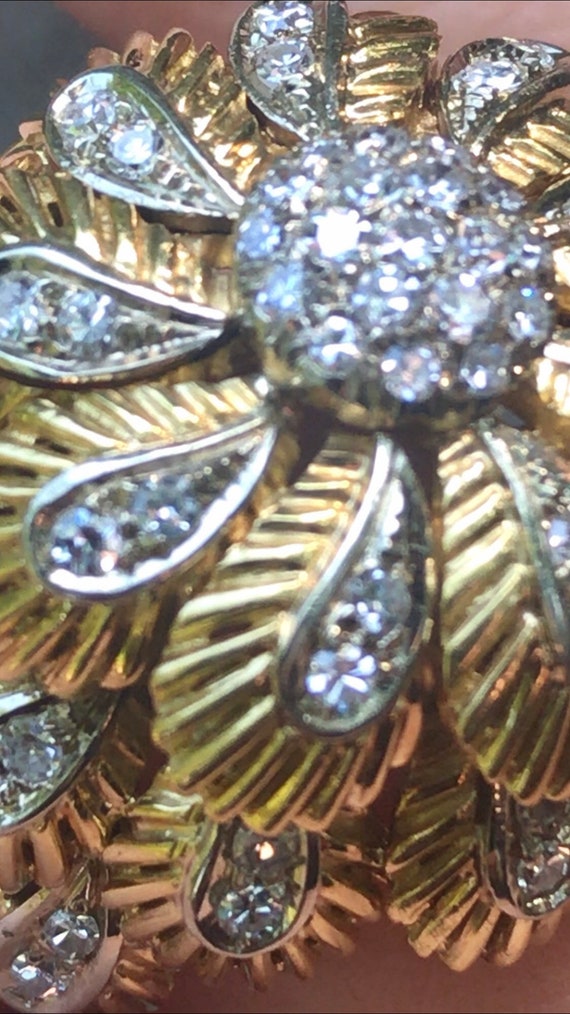 1950s Golden Chrysanthemum Diamond Ring from the … - image 7
