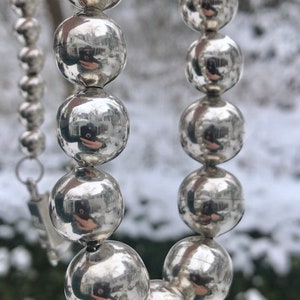 31 Inches 138 grams Taxco Graduated Sterling Silver Beads Necklace image 2