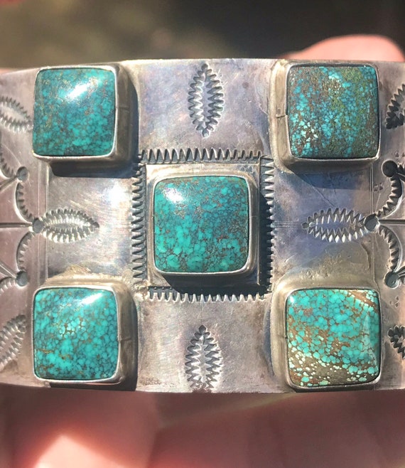 Unique Vintage Navajo Turquoise Sun Cuff