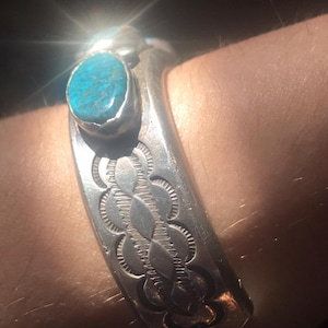 R.CHEE SILVER AND TURQUOISE BRACELET