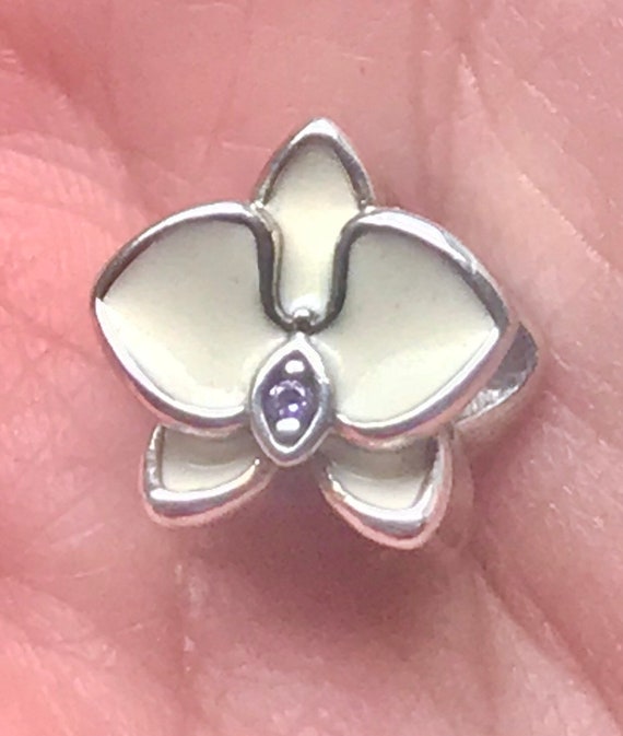 Authentic Retired White Orchid Pandora Sterling Ch