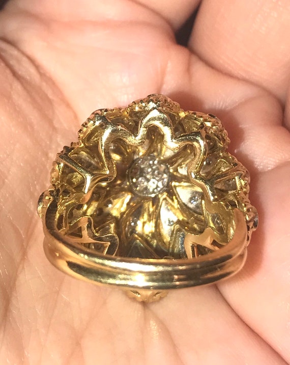 1950s Golden Chrysanthemum Diamond Ring from the … - image 10