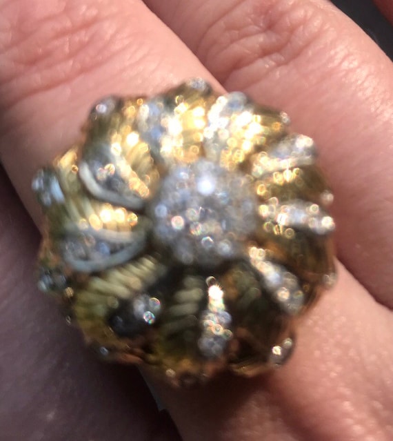 1950s Golden Chrysanthemum Diamond Ring from the … - image 9