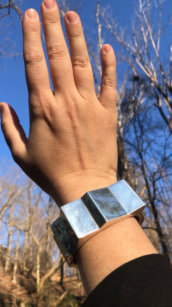 Vintage Heavy Modern Geometric Taxco Bracelet